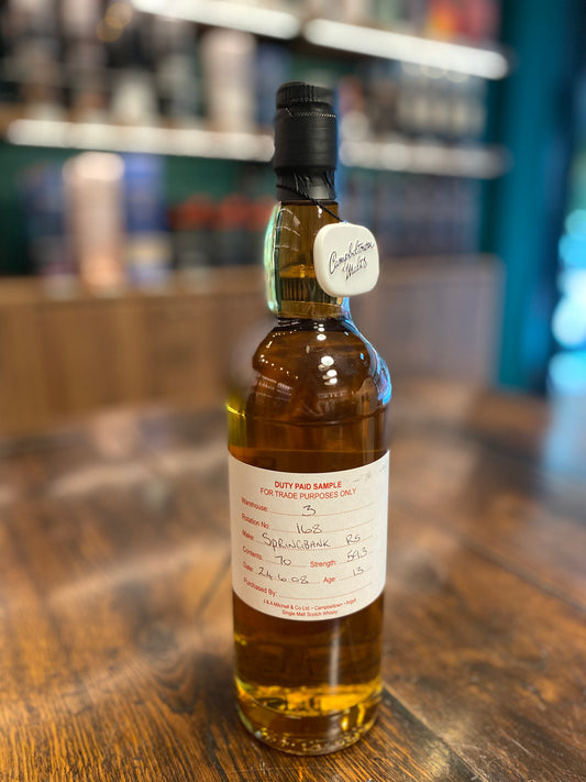 springbank 13 duty paid house for trade purpose only, warehouse:3,rotation no.168,700ml,59.3%,date24/6/08